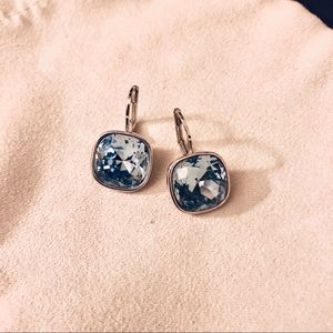 Blue Cushion Crystal Earrings